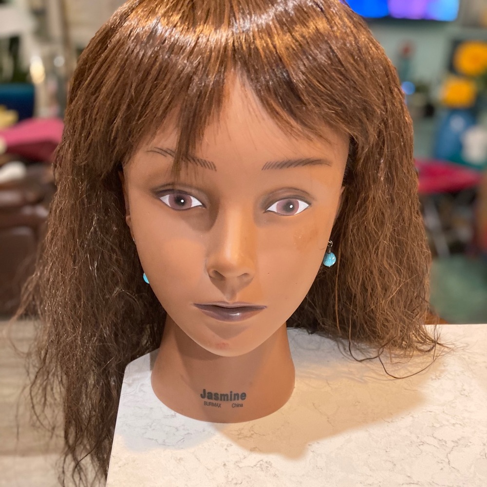 Kanekalon Long Brown Curly Wavy Wig Natural Brown  Blend